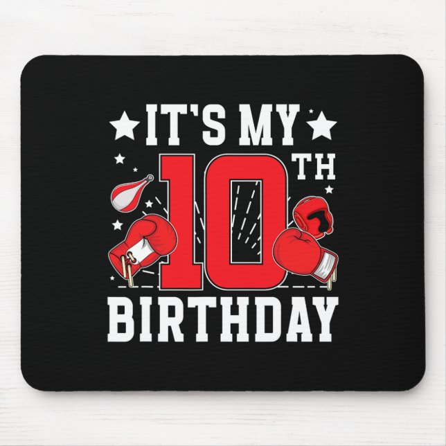 10th Boxing Birthday Party 10 Year Old Boxer Birth Mousepad (Vorne)