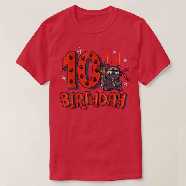 10th Ninja Birthday Boy 10 Year Old Samurai Bday P T-Shirt (Design vorne)