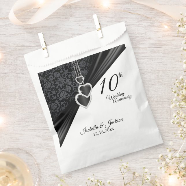10th Onyx Hochzeit Jubiläum Gefallen Tasche Geschenktütchen (Ausgeschnitten)