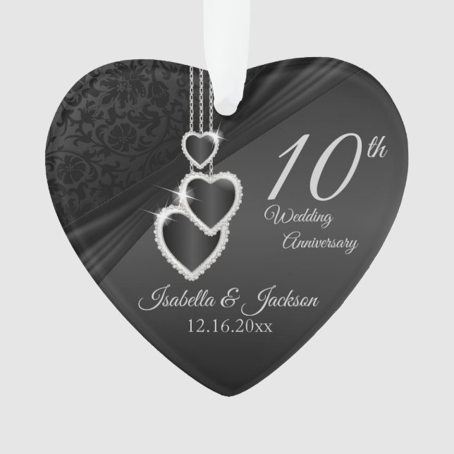 10th Onyx Wedding Anniversary Keepake Design 2 Ornament (Vorderseite)