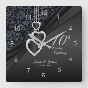 10th Onyx Wedding Anniversary Sake 2 Quadratische Wanduhr