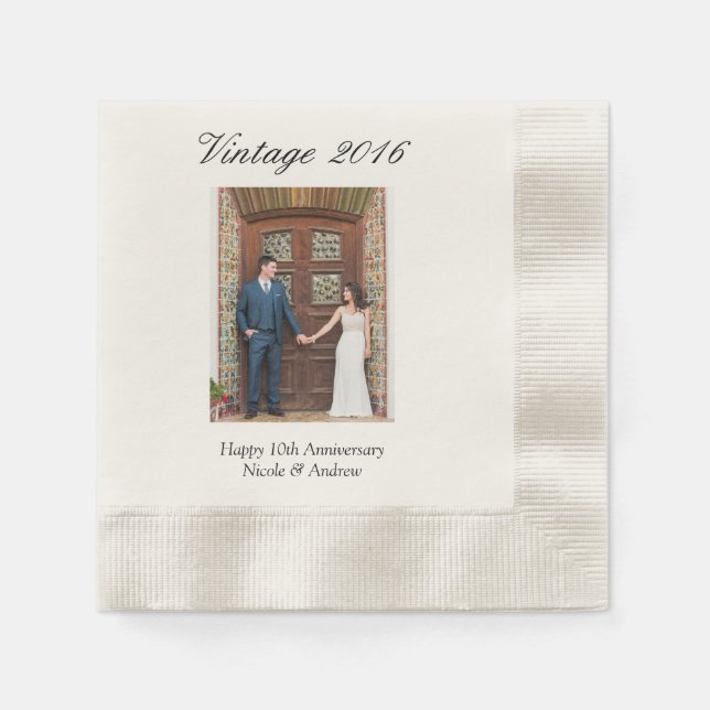 10th Wedding Anniversary Party Personalized Photo Serviette (Vorderseite)