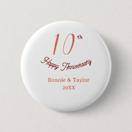 10th wedding anniversary peach pastel name retro b button