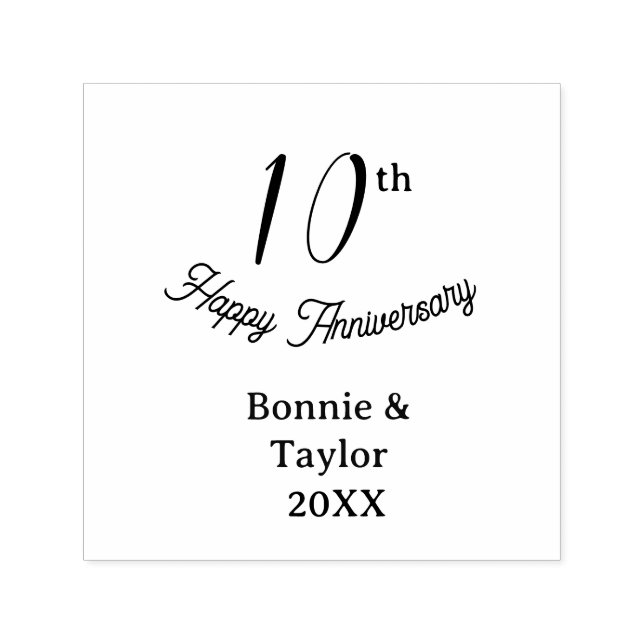 10th wedding anniversary peach pastel name retro b permastempel (Design)