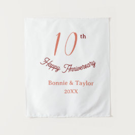 10th wedding anniversary peach pastel name retro b wandteppich