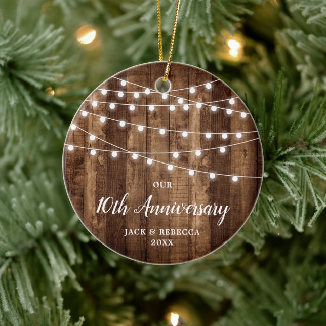 10th Wedding Anniversary Personalized Keepsake Keramik Ornament (Baum)