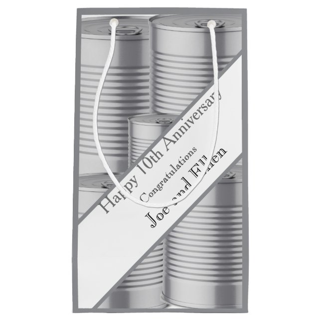 10th Wedding Anniversary, Tin Anniversary Kleine Geschenktüte (Vorderseite)