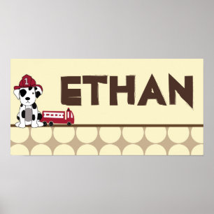 10x20 Kinderzimmer Art Name Print Nojo Feuer Motor Poster