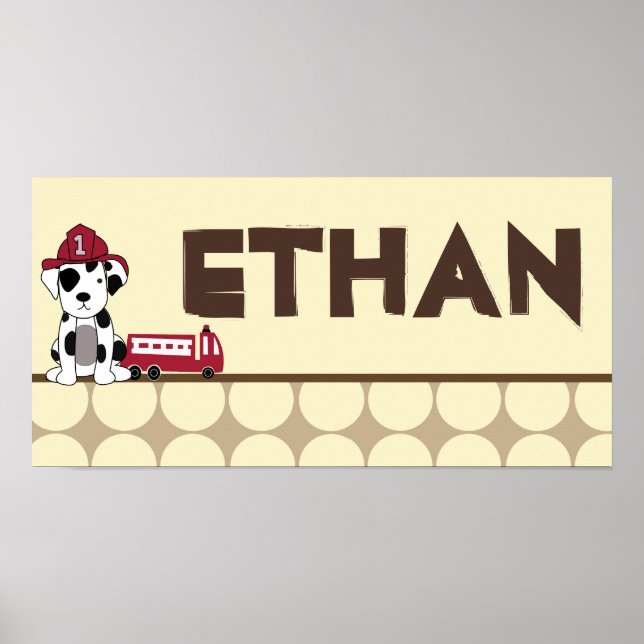 10x20 Kinderzimmer Art Name Print Nojo Feuer Motor Poster (Vorne)