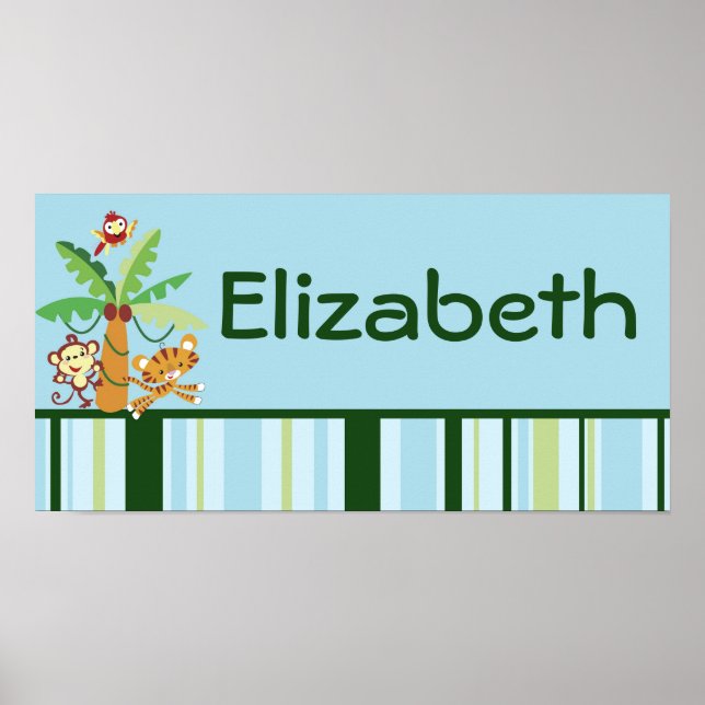 10x20 Kinderzimmer Kunstname Print Regenwald Dschu Poster (Vorne)