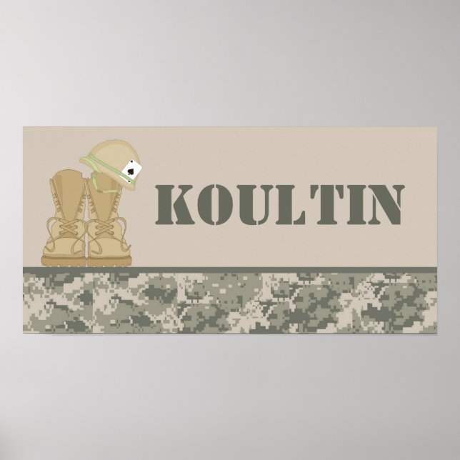 10x20 Kinderzimmer Name Wall Art ARMY ACU Camoflau Poster (Vorne)