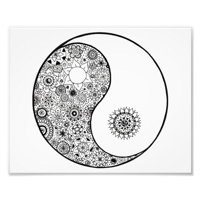 10x8 Schöne Hand Illustriert Yin Yang Art Fotodruck (Vorne)
