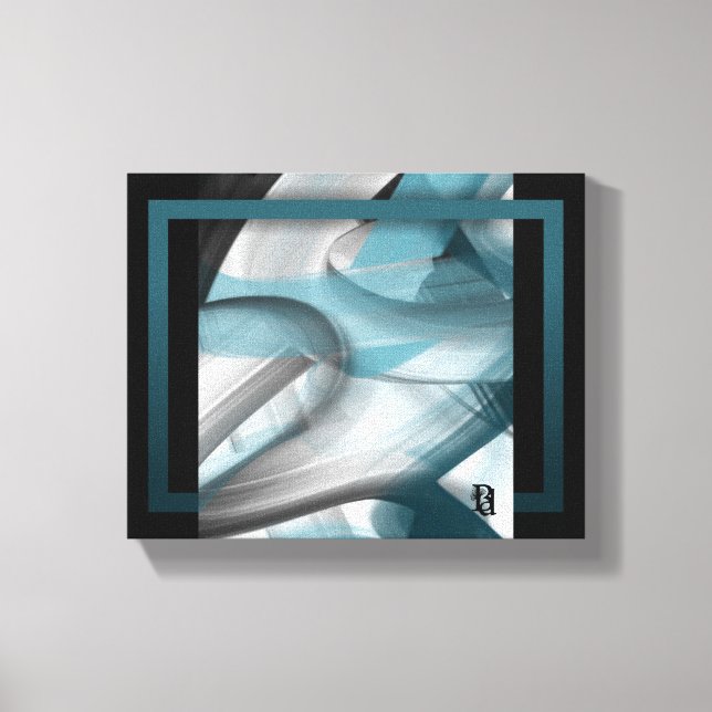 10x8" Trend Abstrakt Art Leinwand Schwarz-weiß Blu (Vorderseite)