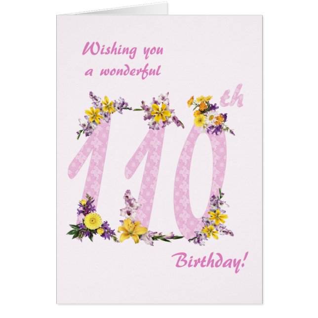 110. Geburtstag Blume Dekorierte Zahlen (Vorne)