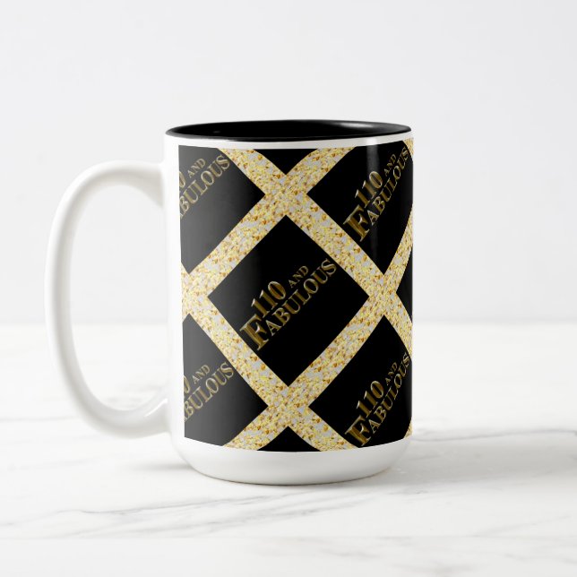 110 Geburtstag Zweifarbige Tasse (Links)