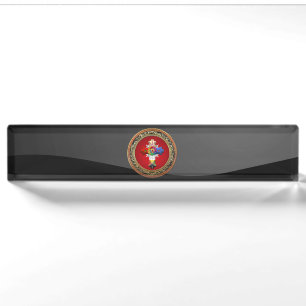 [110] Rosy Cross (Rose Croix) auf Red & Gold Namensplakette