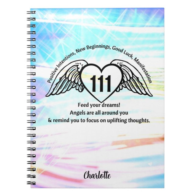 111 Angel Number Dankbarkeit Monogramm Journal Notizblock (Vorderseite)