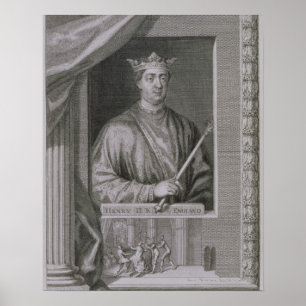 (1133-89) König Henry-II England ab 1154, von Poster