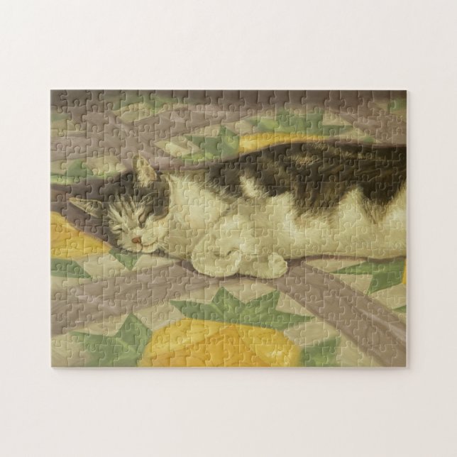 1149 Katze auf Quilt Puzzle (Horizontal)