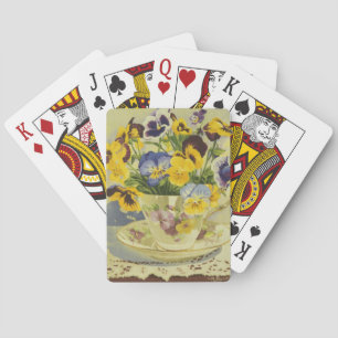 1187 Stiefmütterchen in Teetasse Spielkarten
