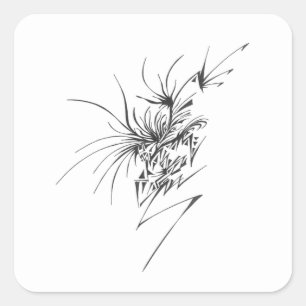 118 Schwarz-Weiß-Abstrakt-Tribal-Tattoo-Kunst Quadratischer Aufkleber