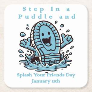 11.01. - Treten Sie ein in eine Pfütze und tauchen Rechteckiger Pappuntersetzer