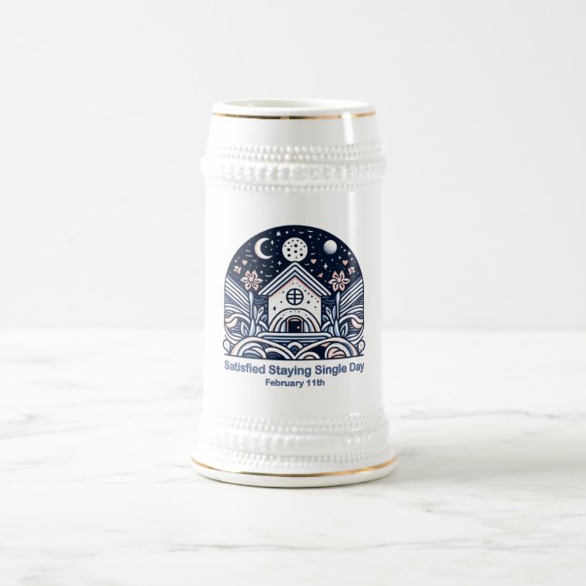 11.02. Zufriedener Bleibe Single Tag Bierglas (Mittel)