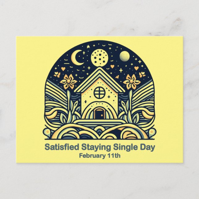 11.02. Zufriedener Bleibe Single Tag Postkarte (Vorderseite)