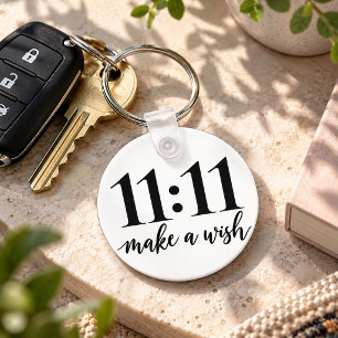 11:11 Wunsch Minimalistisch Schwarz und Weiß Schlüsselanhänger