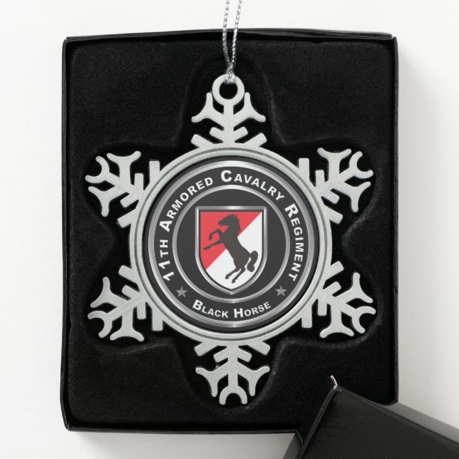 11. Armored Cavalry Regiment Schneeflocken Zinn-Ornament (Box)