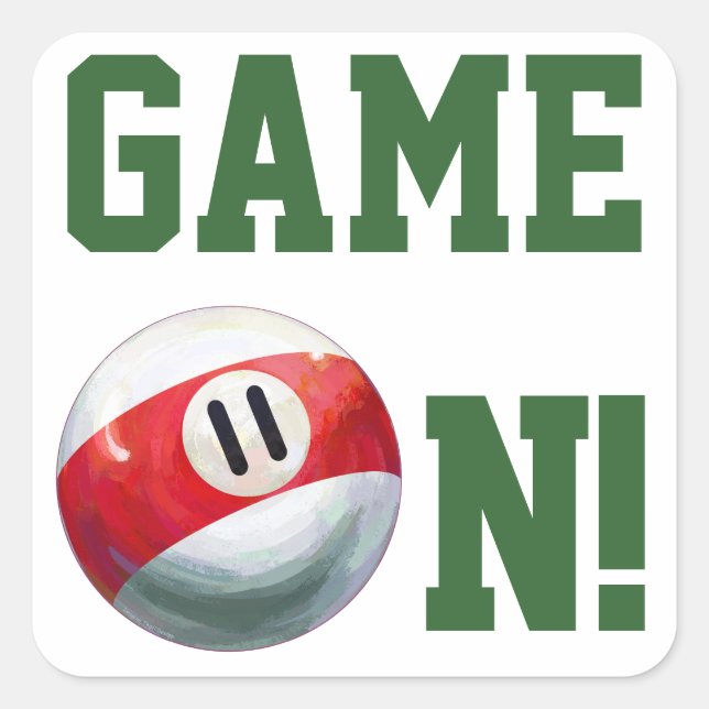 11 Ball Quadratischer Aufkleber (Vorderseite)