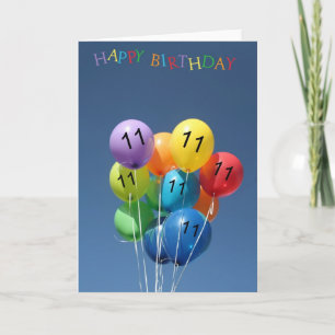 11. Birthday Card farbige Ballons Karte