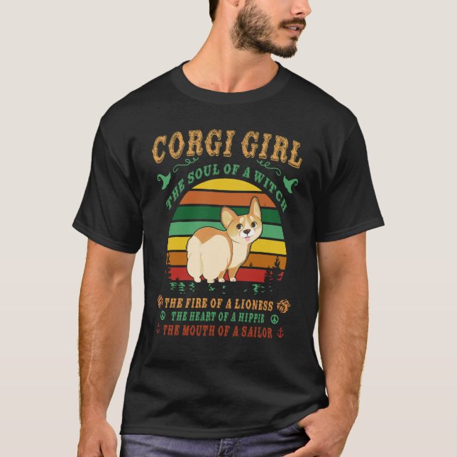 11 Corgi Girl Witch Lioness Hippie Sailor T-Shirt (Vorderseite)