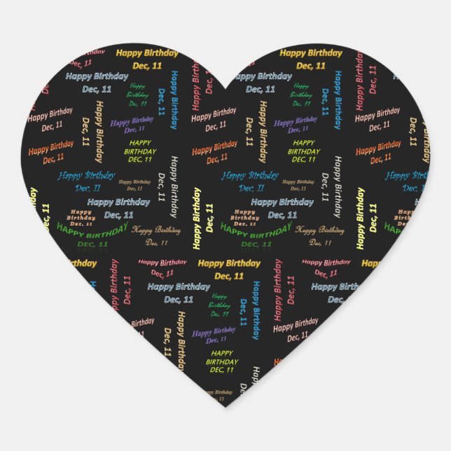 11. Dezember Herz-Aufkleber (Vorderseite)