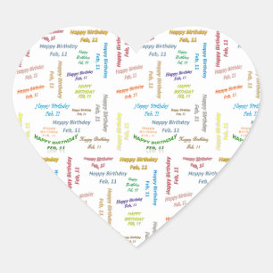 11. Februar Herz-Aufkleber