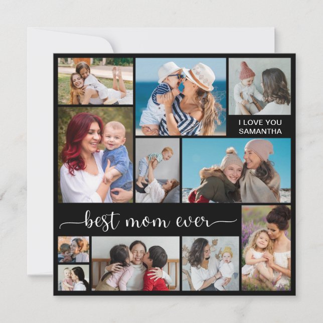 11 Foto Collage Beste Mama je Grußkarte (Vorderseite)