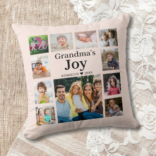 11 Foto Collage Familienname Oma's Joy Kissen