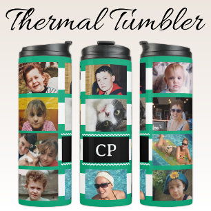 11-Foto-Collage Initialen grün weiß Thermosbecher