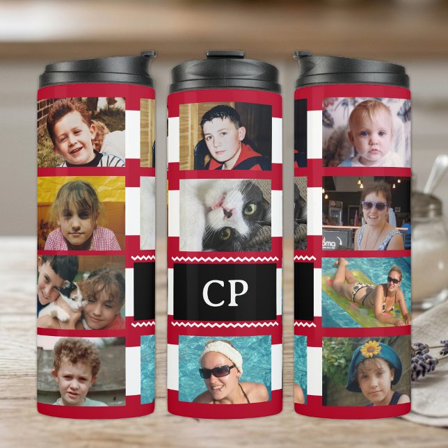 11 Foto-Collage Initialen rot weiß Thermosbecher (Von Creator hochgeladen)