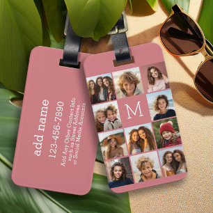 11 Foto-Collage - Minimales Raster mit Text Gepäckanhänger