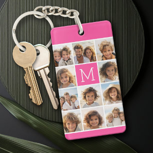11 Foto-Collage - Minimales Raster mit Text Schlüsselanhänger