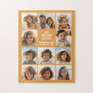 11 Foto-Collage - Modern Orange Weißer Text Puzzle