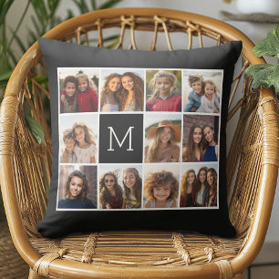 11 Foto-Gitter-Collage mit Monogramm Kissen