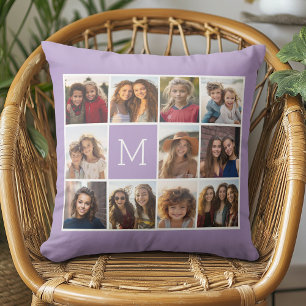 11 Foto-Gitter-Collage mit Monogramm Kissen