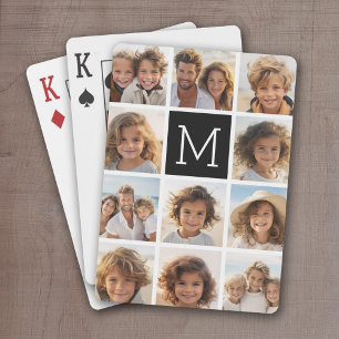 11 Foto-Gitter-Collage mit Monogramm Spielkarten