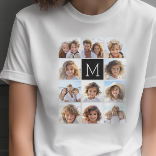 11 Foto Instagram Collage Benutzerdefiniertes schw T-Shirt