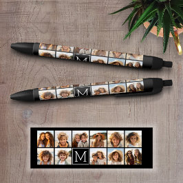 11 Foto Instagram Collage Custom Black Monogram Kugelschreiber