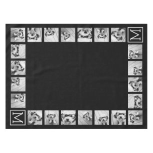 11 Foto Instagram Collage Custom Black Monogram Tischdecke