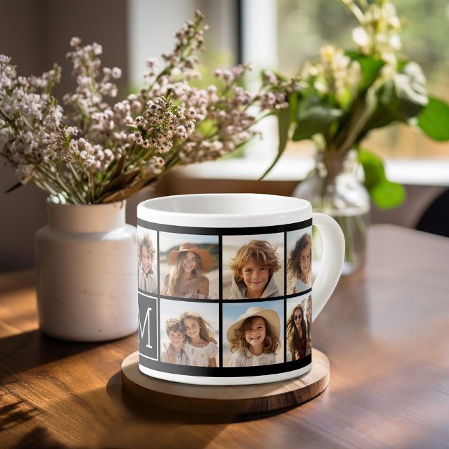 11-Foto-Raster-Collage mit Monogramm Espressotasse (espresso mug - personalize with your photos)