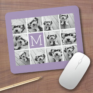11-Foto-Raster-Collage mit Monogramm Mousepad